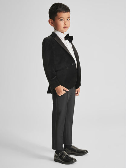 Reiss 4-9 yrs Single Breasted Velvet Blazer in Black