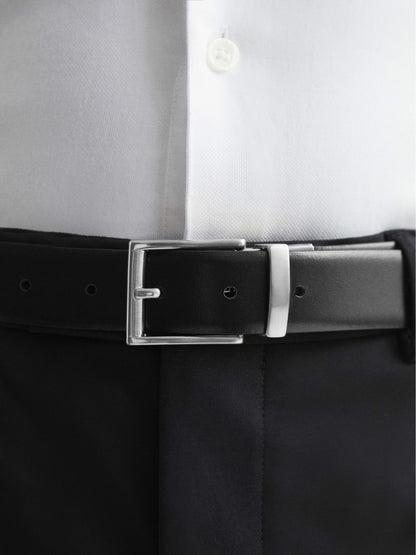 Reiss Reversible Leather Belt in Black
