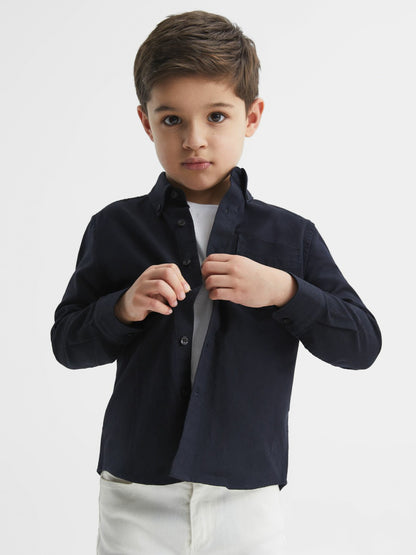 Reiss 9-14 yrs Button Down Oxford Shirt in Navy