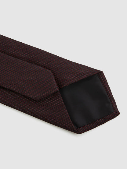 Reiss Textured Silk Blend Tie in Burgundy