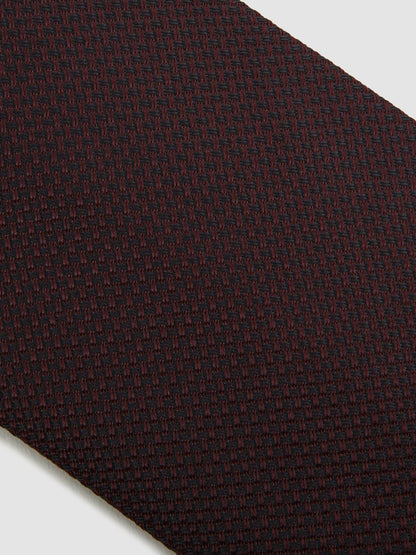 Reiss Textured Silk Blend Tie in Burgundy