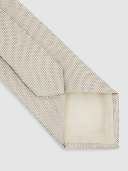 Reiss Textured Silk Blend Tie in Soft Champagne