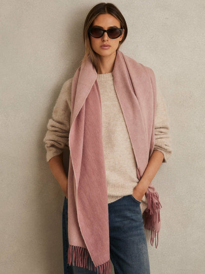 Reiss Wool-Cashmere Scarf in Blush