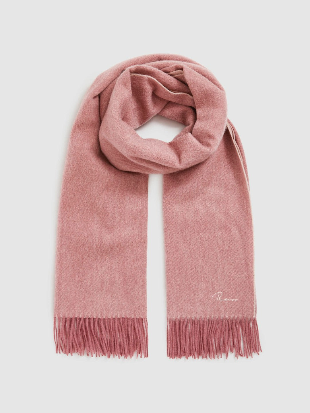 Reiss Wool-Cashmere Scarf in Blush