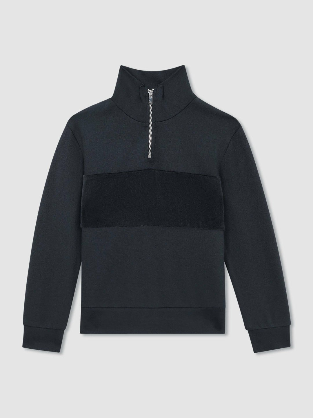 Reiss 3-9 yrs Slim Fit Half-Zip Funnel Neck Velour Sweatshirt in Navy
