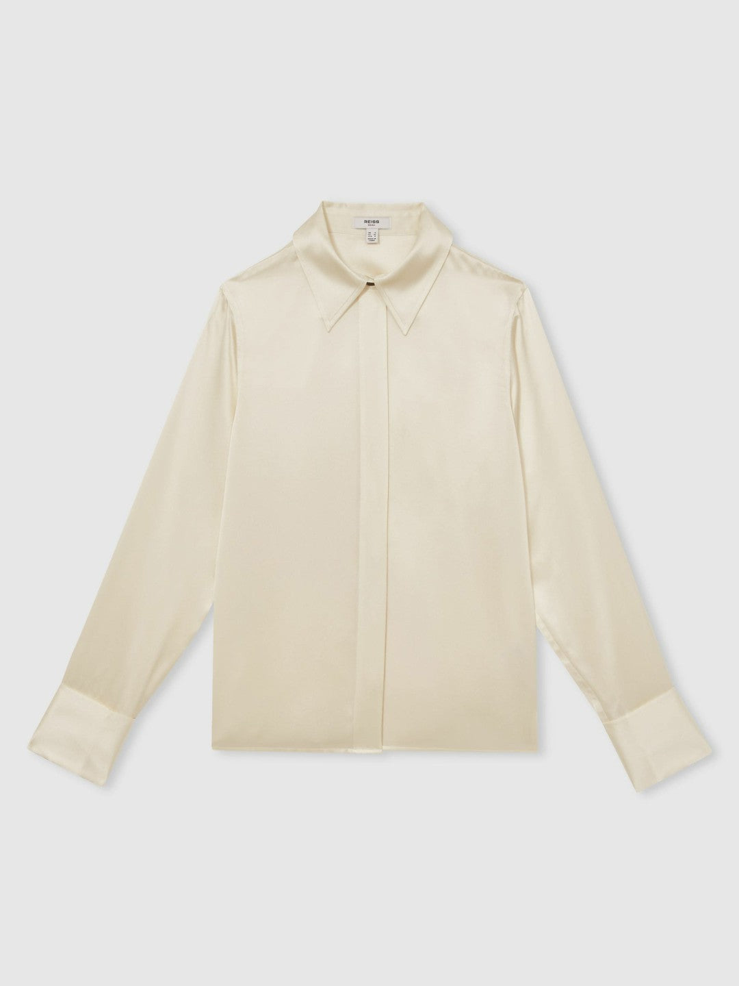 Reiss Silk-Satin Concealed-Placket Shirt in Ivory