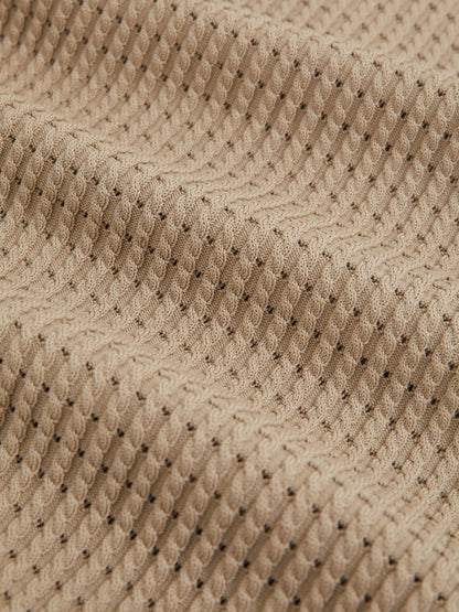 Reiss Micro-Cable Open-Collar Cotton-Blend Shirt in Light Camel Brown