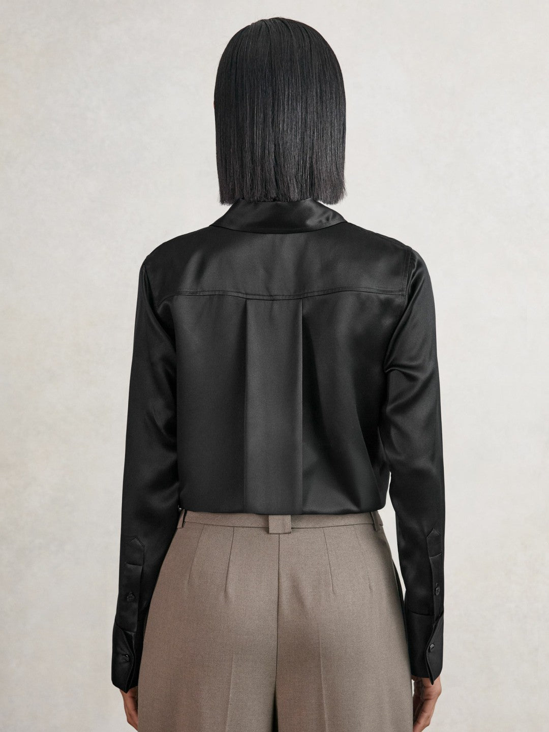 Reiss Silk-Satin Concealed-Placket Shirt in Black