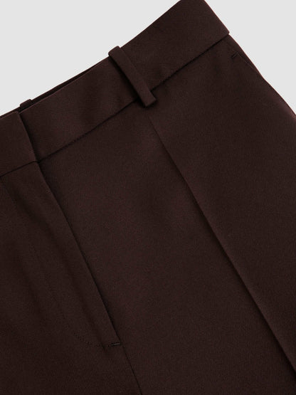 Reiss Wool-Blend Wide-Leg Suit Trousers in Aubergine