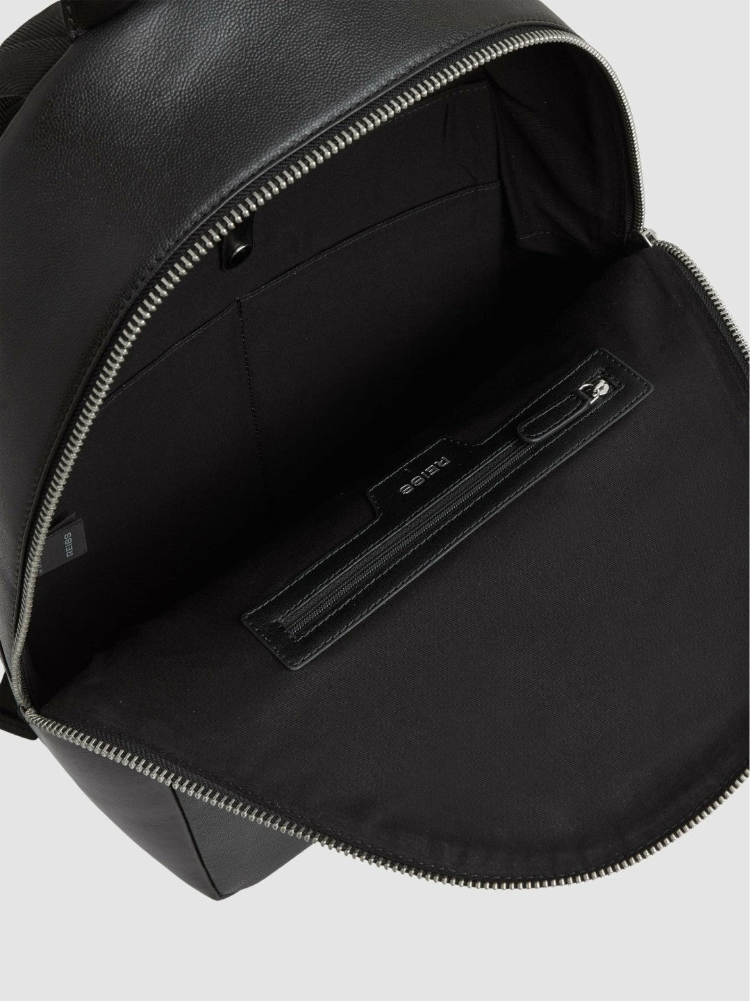 Reiss Micro-Grain Leather Backpack in Black