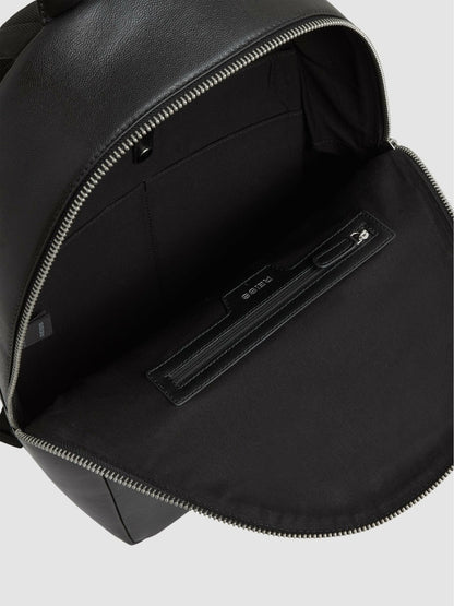 Reiss Micro-Grain Leather Backpack in Black