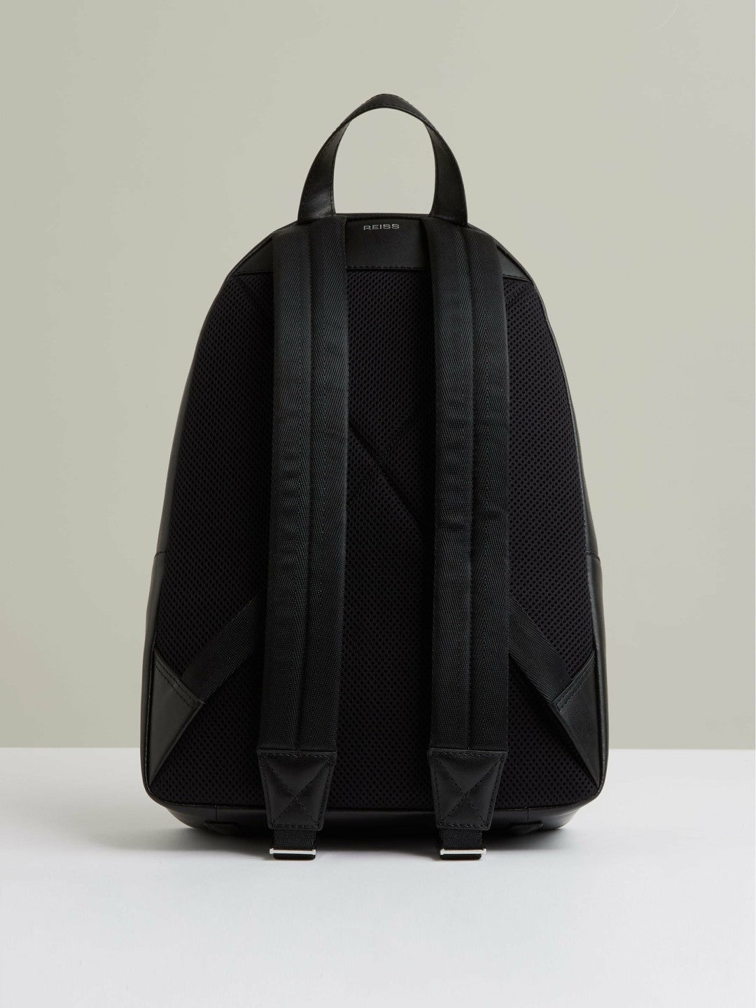Reiss Micro-Grain Leather Backpack in Black