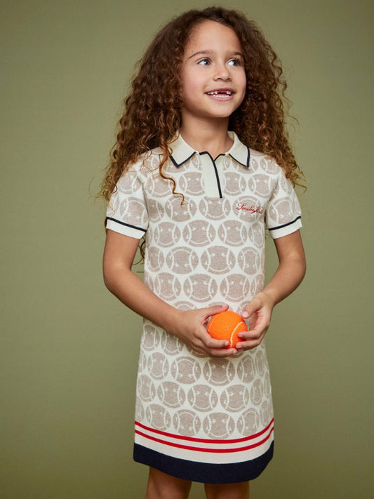 Reiss 4-9 yrs SmileyWorld Knitted Polo Dress in Off White