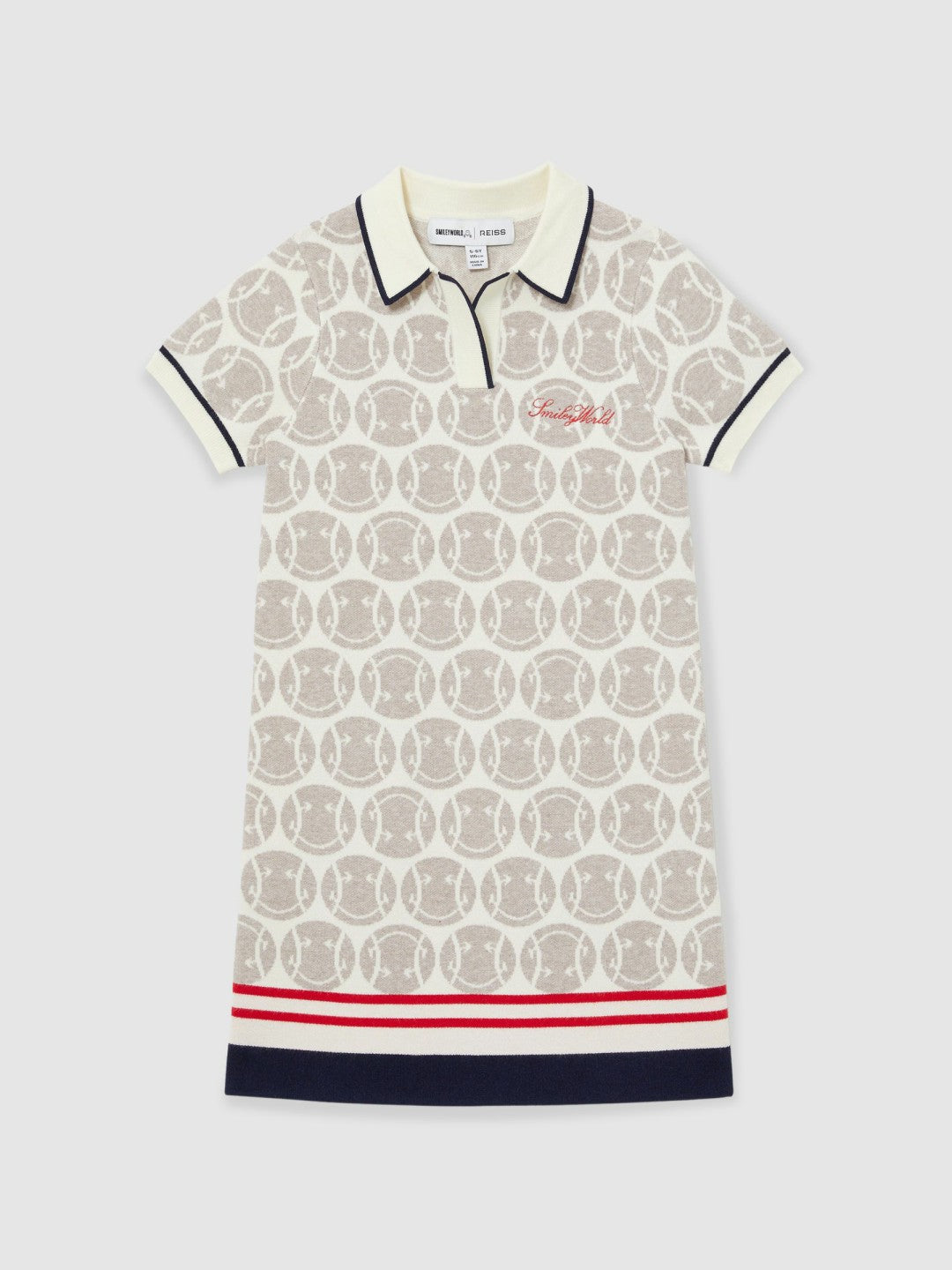 Reiss 4-9 yrs SmileyWorld Knitted Polo Dress in Off White