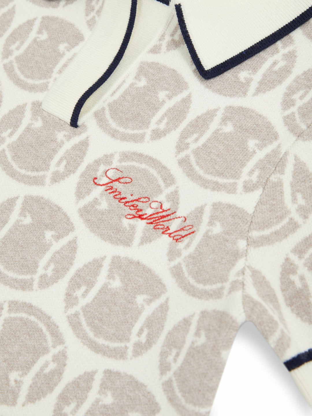 Reiss 4-9 yrs SmileyWorld Knitted Polo Dress in Off White