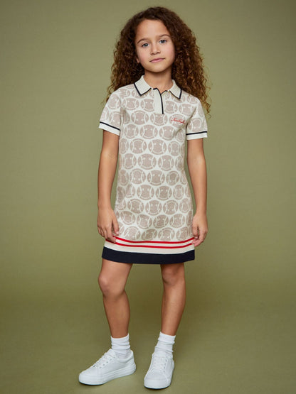 Reiss 9-13 yrs SmileyWorld Knitted Polo Dress in Off White