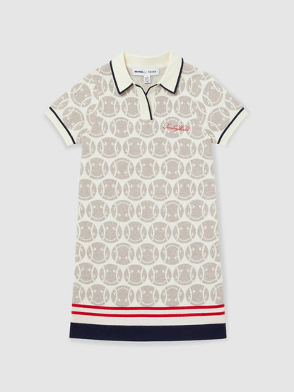 Reiss 9-13 yrs SmileyWorld Knitted Polo Dress in Off White