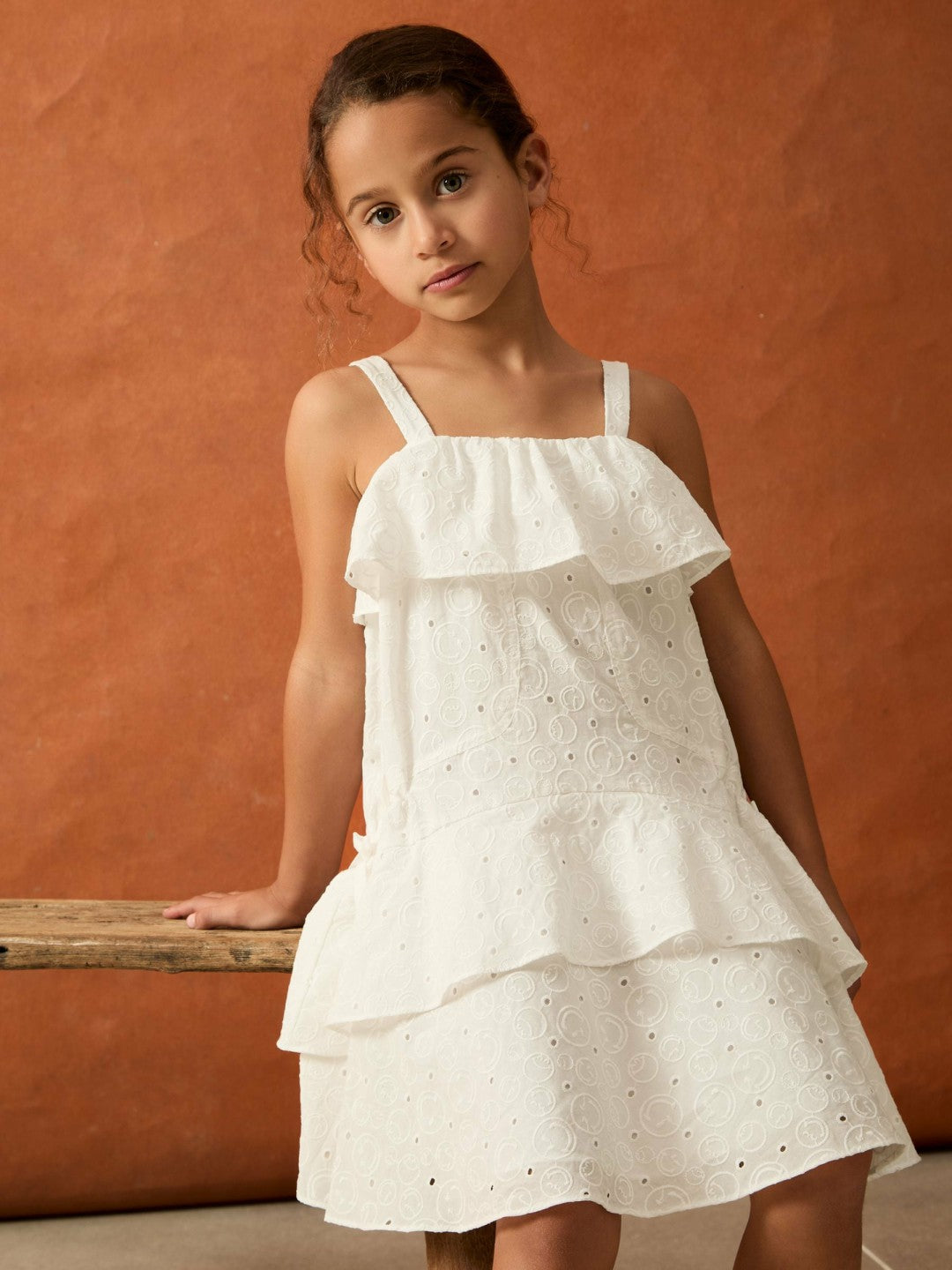 Reiss 9-13 yrs SmileyWorld Broderie Logo Dress in Ivory