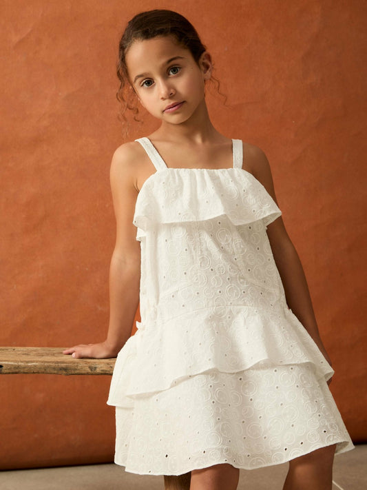 Reiss 9-13 yrs SmileyWorld Broderie Logo Dress in Ivory