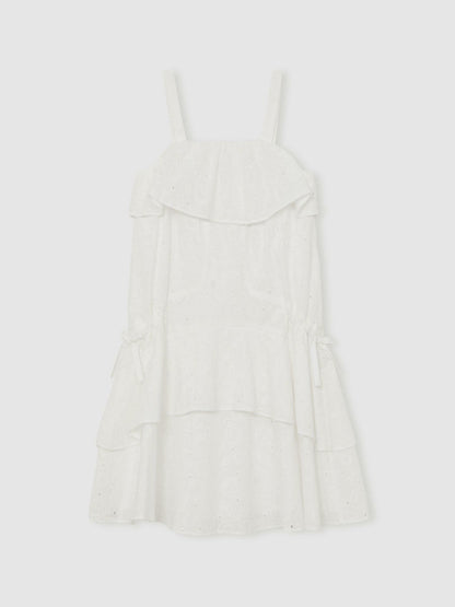 Reiss 9-13 yrs SmileyWorld Broderie Logo Dress in Ivory
