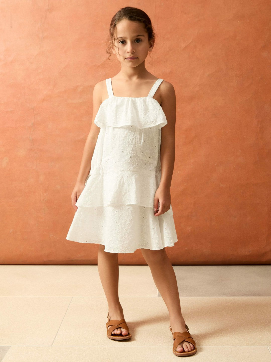 Reiss 9-13 yrs SmileyWorld Broderie Logo Dress in Ivory