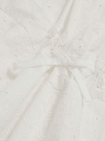 Reiss 9-13 yrs SmileyWorld Broderie Logo Dress in Ivory