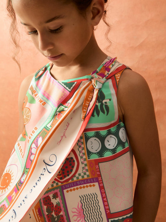 Reiss 9-13 yrs SmileyWorld Motif Print Top in Multi