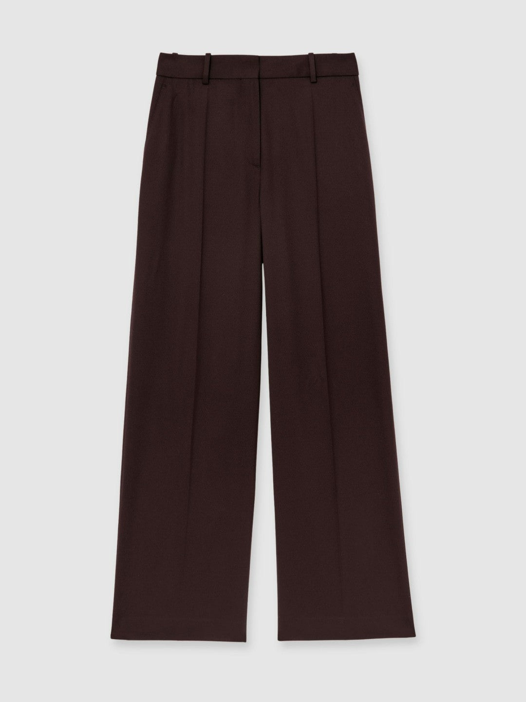 Reiss Petite Wool-Blend Wide-Leg Suit Trousers in Aubergine