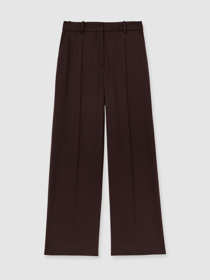 Reiss Petite Wool-Blend Wide-Leg Suit Trousers in Aubergine