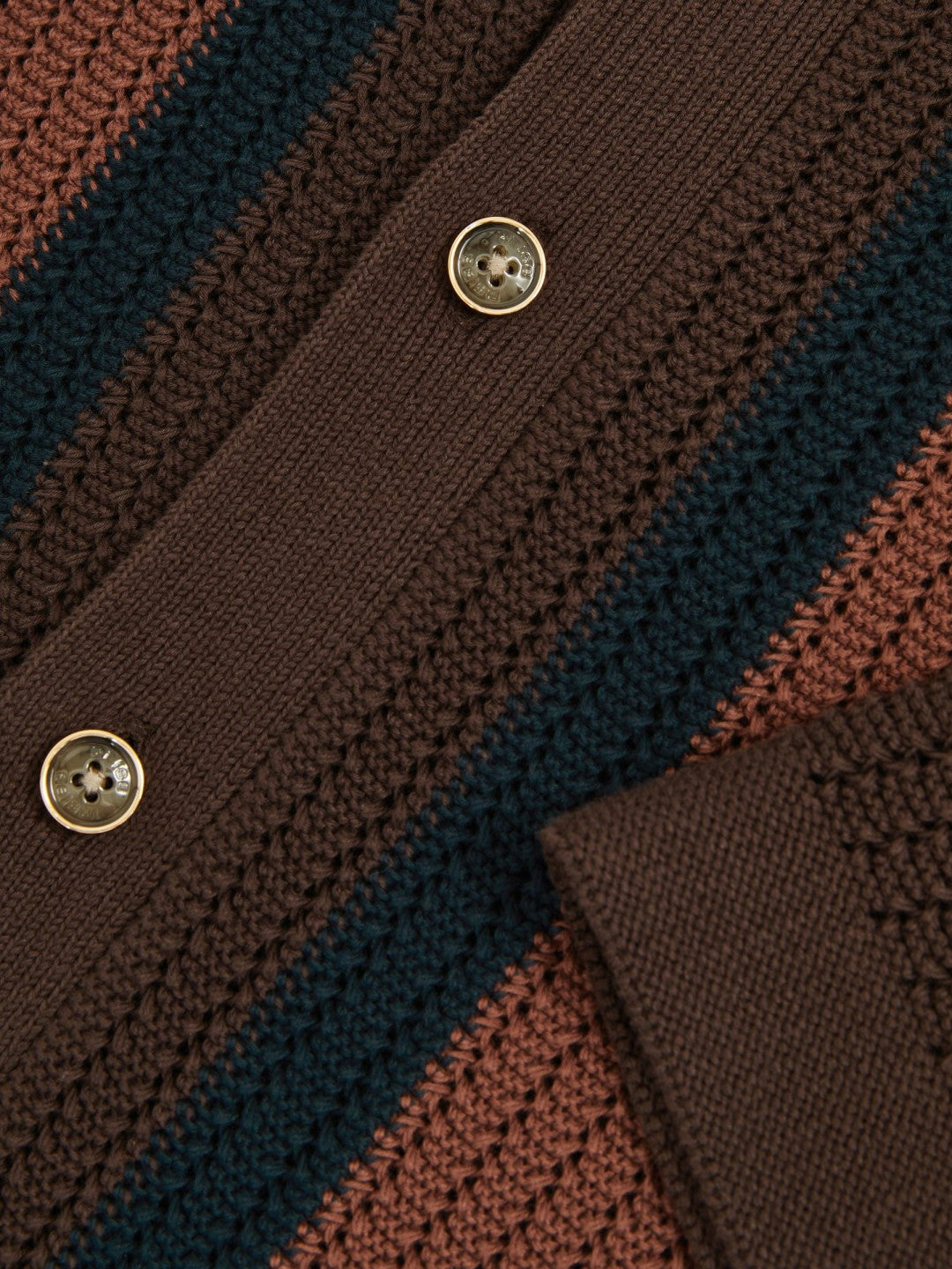 Reiss Cotton Textured-Knit Stripe Shirt in Brown Multi
