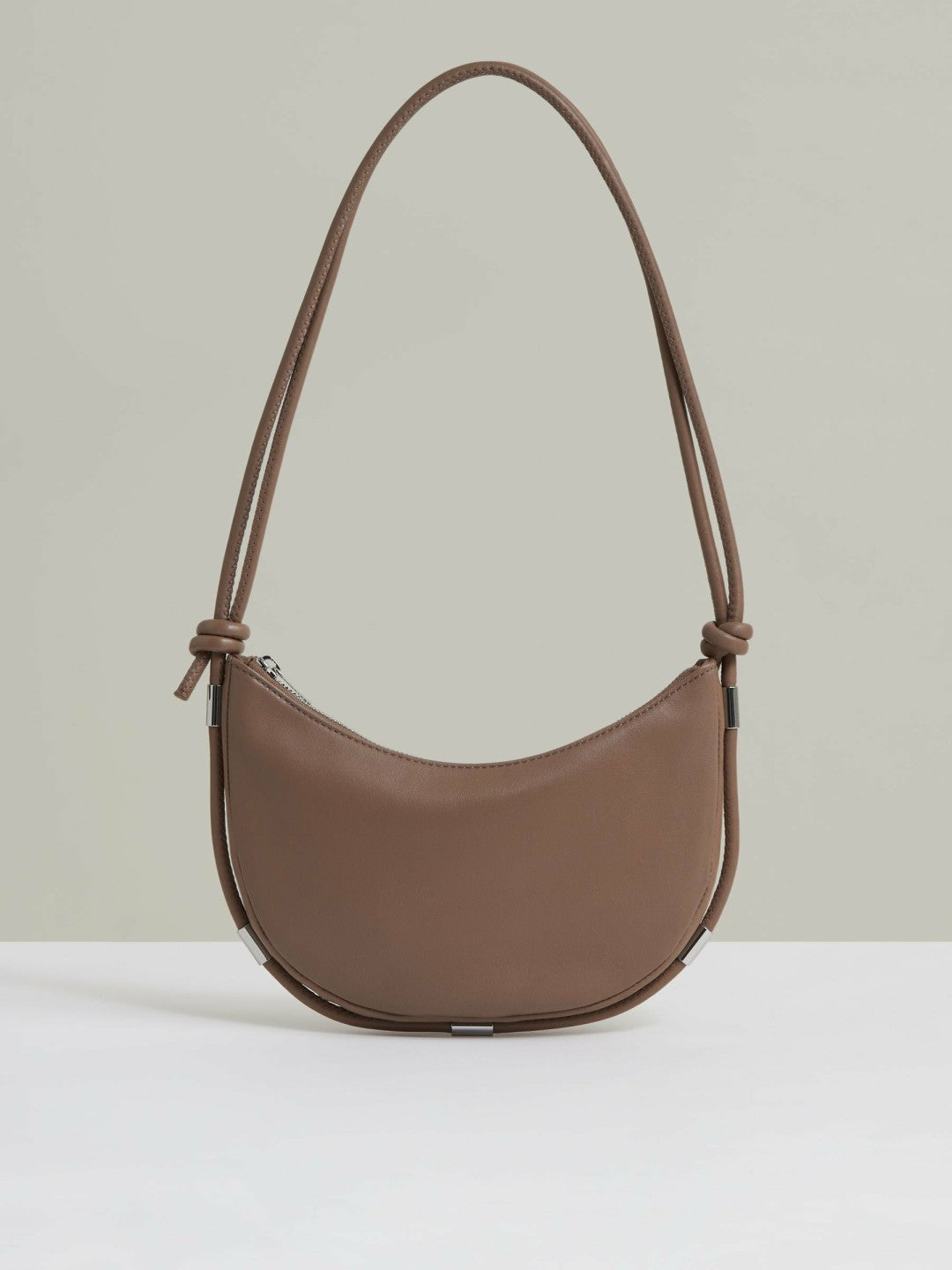 Reiss Leather Rope Strap Shoulder Bag in Neutral