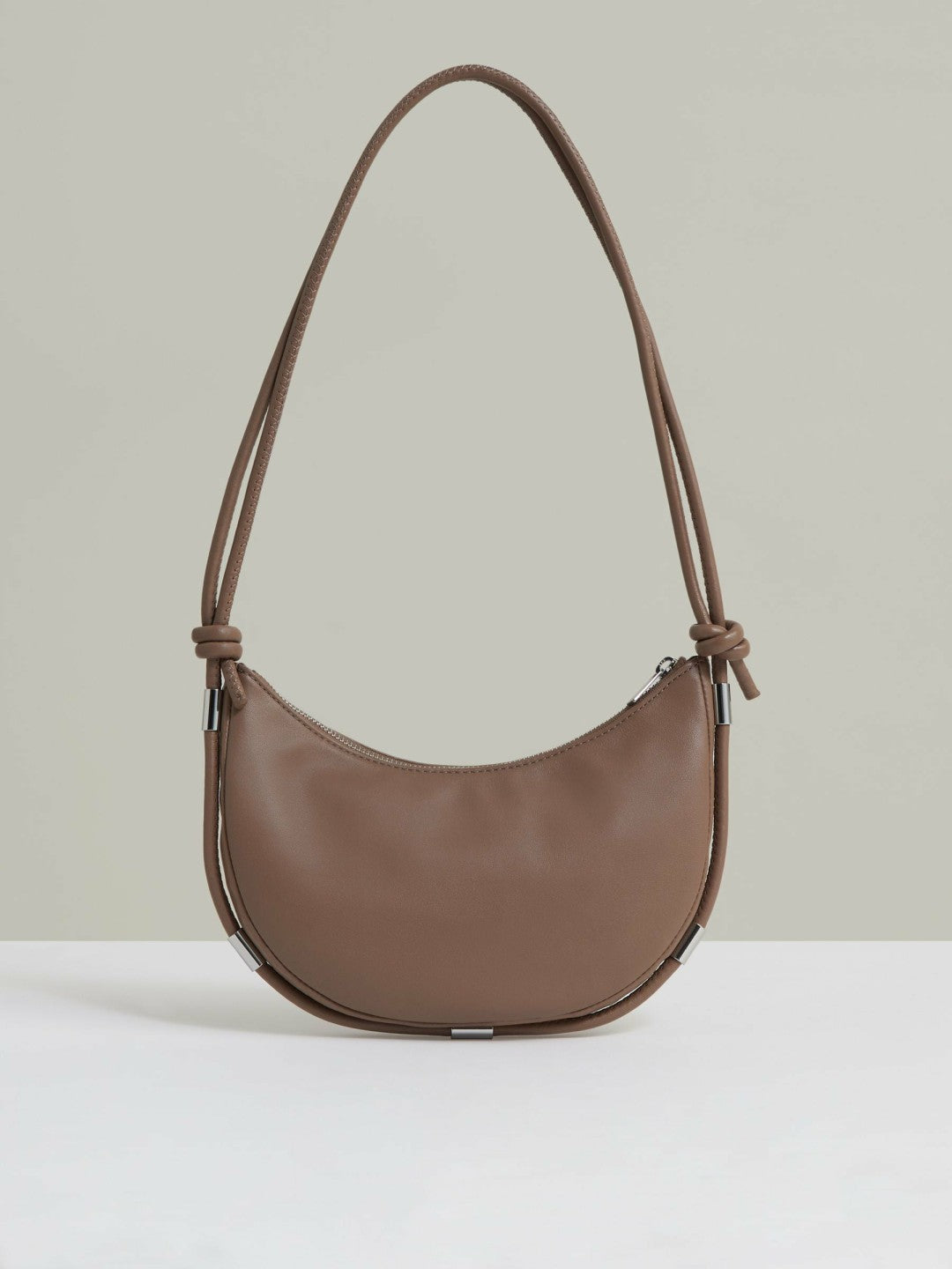 Reiss Leather Rope Strap Shoulder Bag in Neutral