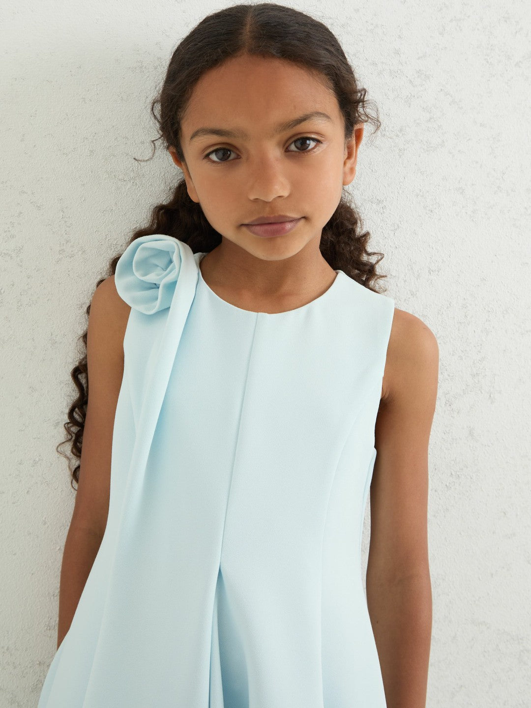 Reiss 4-9 yrs Flower-Detail Fit-And-Flare Dress in Blue