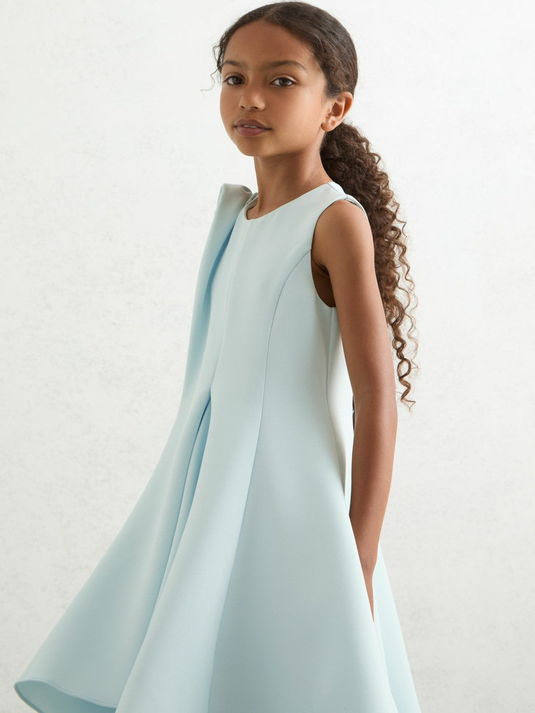 Reiss 4-9 yrs Flower-Detail Fit-And-Flare Dress in Blue