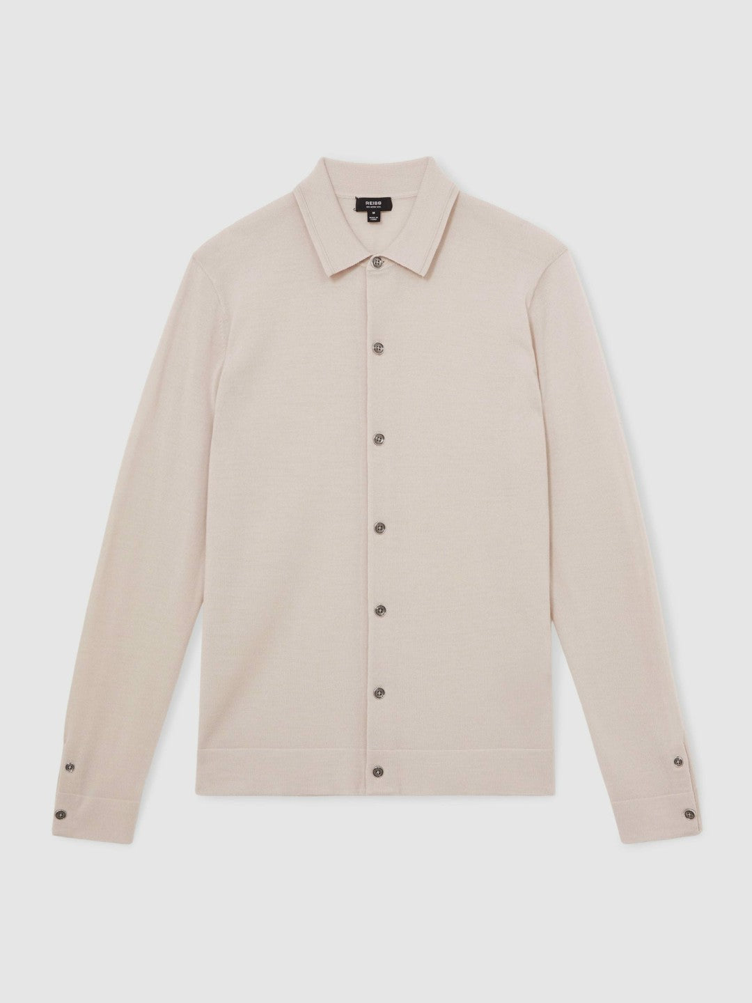 Reiss Merino Wool Button-Through Cardigan in Beige