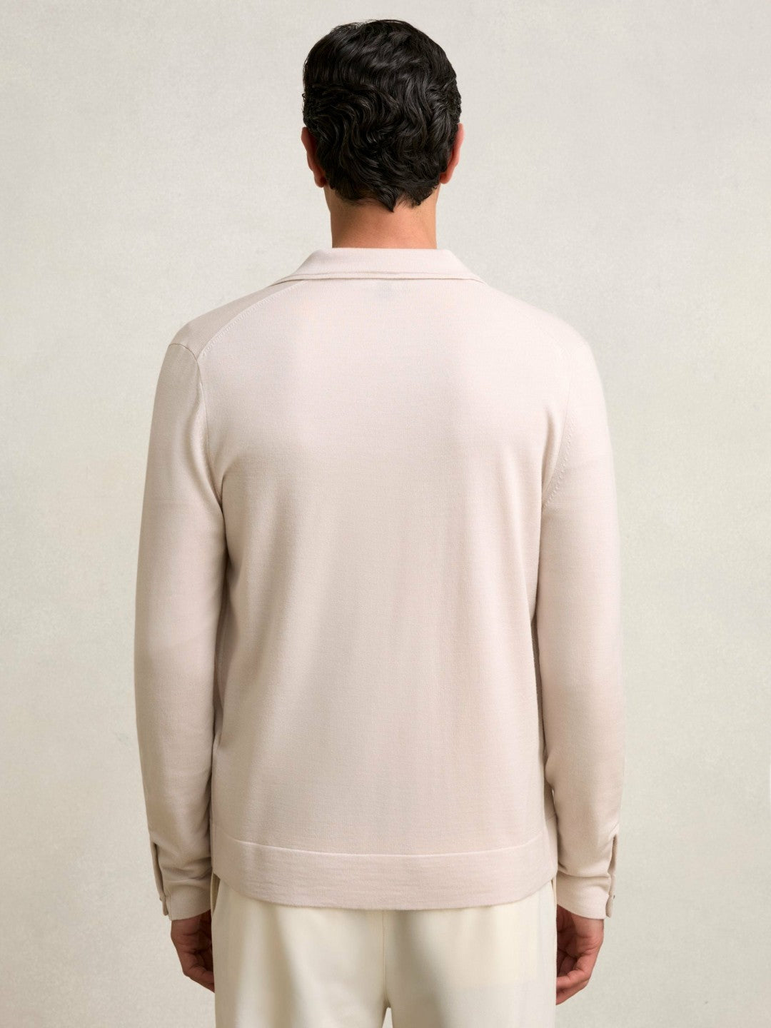 Reiss Merino Wool Button-Through Cardigan in Beige