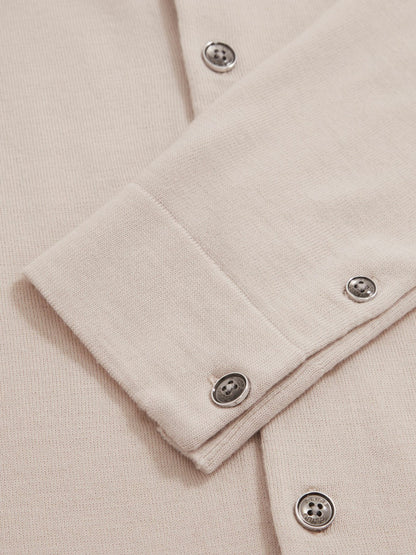Reiss Merino Wool Button-Through Cardigan in Beige