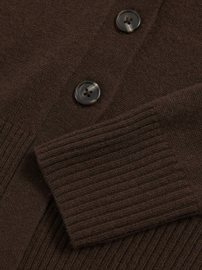 Reiss 13-14 yrs Wool-Blend Fitted Cardigan With Cashmere in Brown