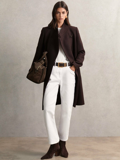 Reiss Suede Braided-Strap Bowling Bag in Chocolate