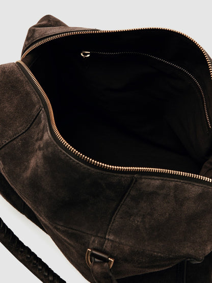Reiss Suede Braided-Strap Bowling Bag in Chocolate