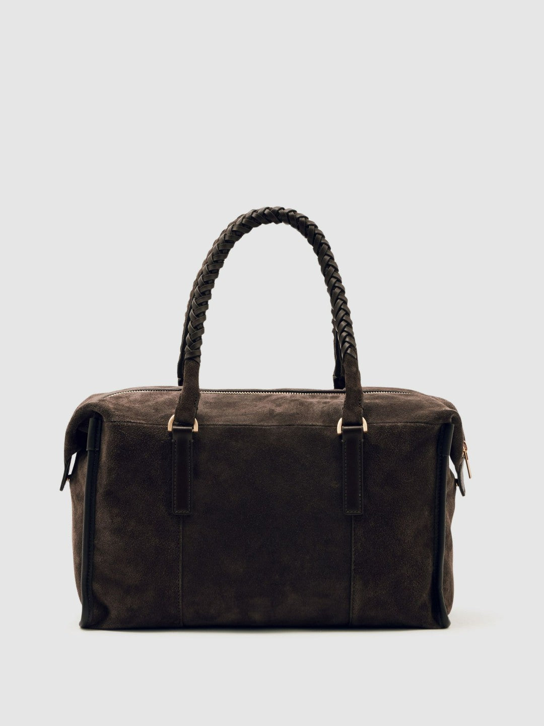 Reiss Suede Braided-Strap Bowling Bag in Chocolate