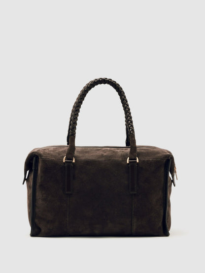 Reiss Suede Braided-Strap Bowling Bag in Chocolate