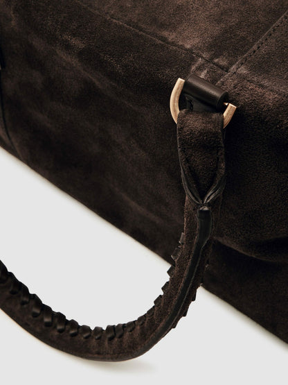 Reiss Suede Braided-Strap Bowling Bag in Chocolate