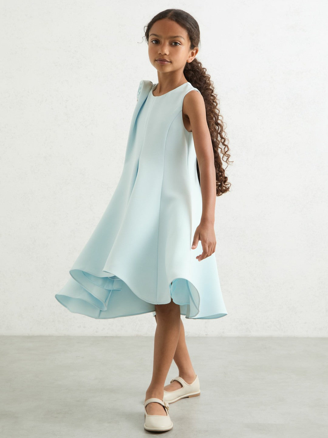 Reiss 9-13 yrs Flower-Detail Fit-And-Flare Dress in Blue