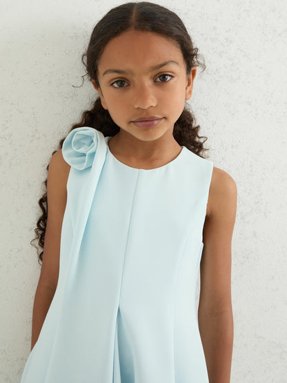 Reiss 9-13 yrs Flower-Detail Fit-And-Flare Dress in Blue