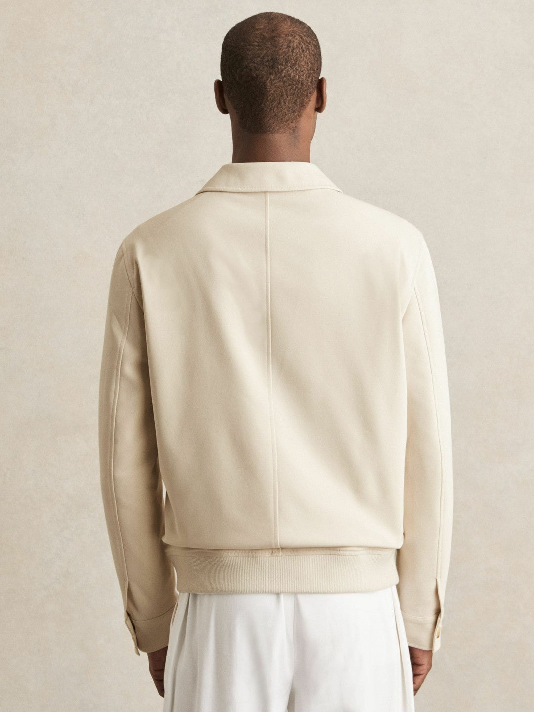 Reiss Cotton-Blend Button-Through Jacket in Light Stone