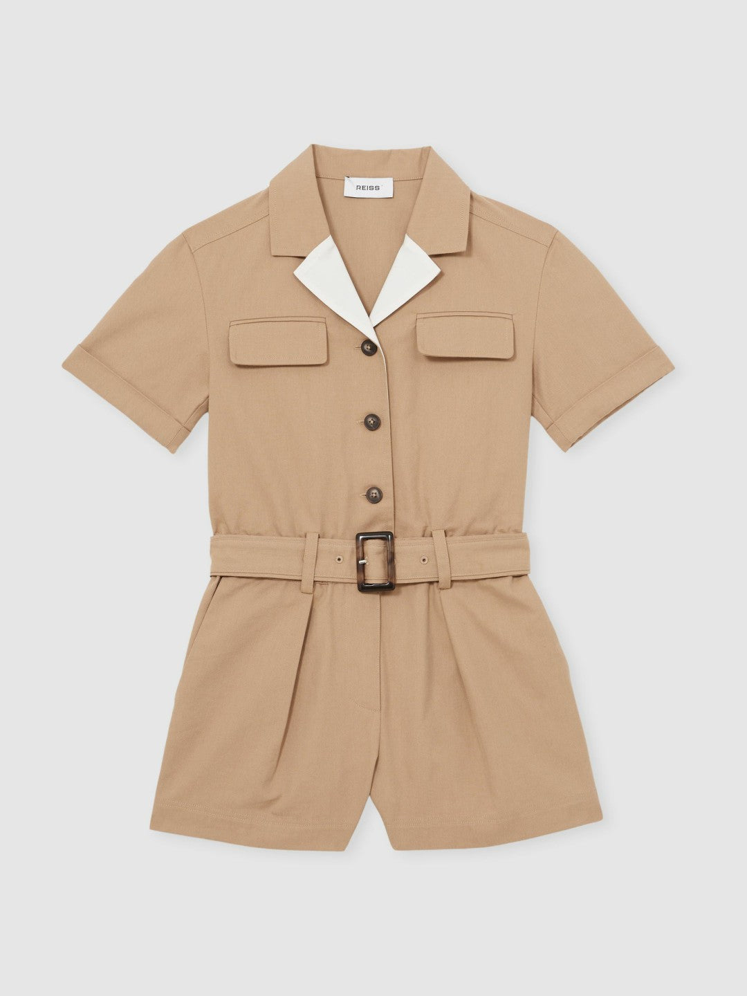 Reiss 13-14 yrs Cotton-Lyocell Utility Playsuit in Camel