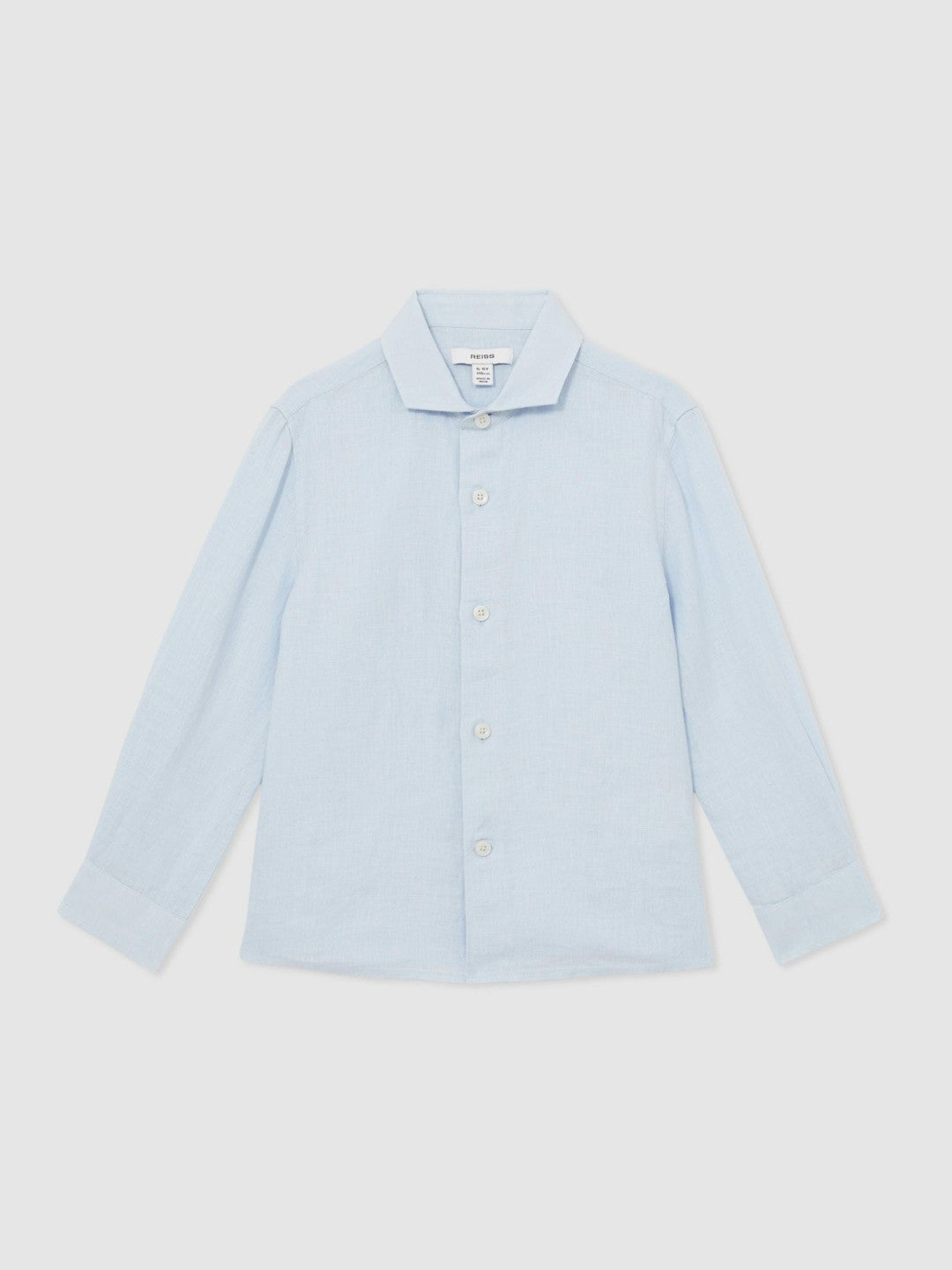 Reiss 9-13 yrs Linen Cutaway Collar Shirt in Pale Blue