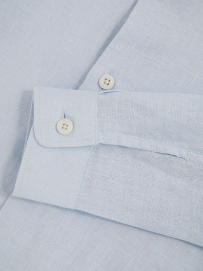 Reiss 9-13 yrs Linen Cutaway Collar Shirt in Pale Blue