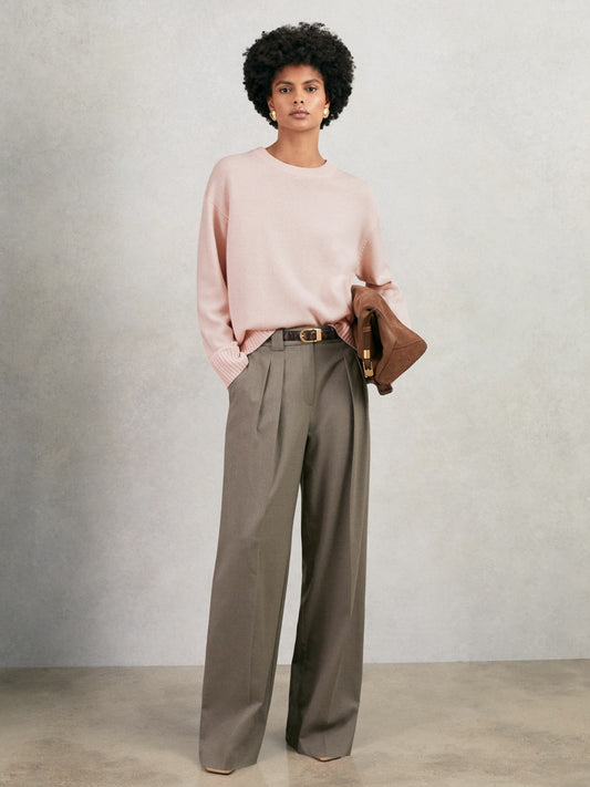 Reiss Wool-Cashmere Crew-Neck Jumper in Pink